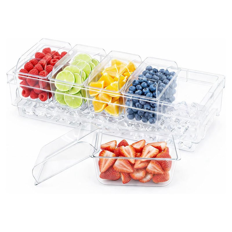 Garnish Tray Set - A25F-Kühlbehälter für Gewürze, Taco-Bar-Servierset für Partys,