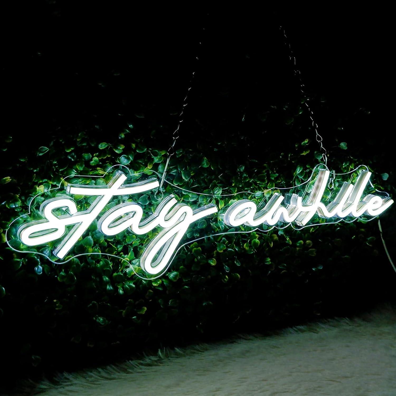 Home Bar Signs - Stay Awhile Neon-Schilder USB Dimmbare LED-Neonlichter