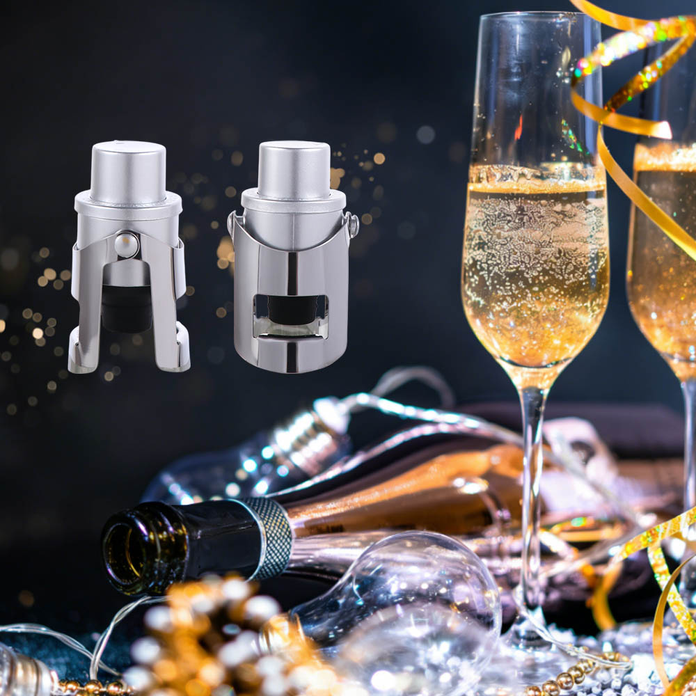 Wine Preservation Pump - 2 Stück Eingebaute Druckpumpe Vakuum-Champagnerverschluss mit