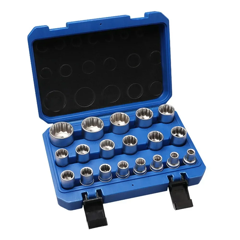 Home Bar Supplies - 12-Punkt-Steckschlüsselsatz 8–32 mm mit Aufbewahrungsbox, Steckschlüssel,