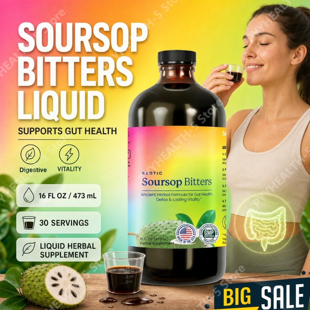 Bitters Bottle Set - Kräuter-Soursop-Bitter-Flüssigpräparat, Schwarzkümmel-Moringa-Irisches-Moos-Tropfen für Darm-Gesundheit und Immunsystem