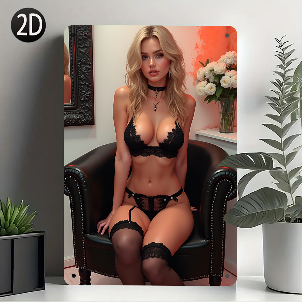 Home Bar And Restaurant - Vintage Sexy Lady Metallschild, Eisenwandkunst, Retro-Dekoration