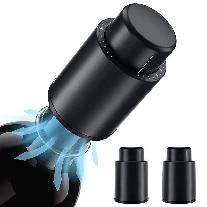 Wine Preservation Pump - Vakuum-Weinflaschenverschluss, versiegelter Vakuum-Weinverschluss mit Speicherfunktion, Push-Style