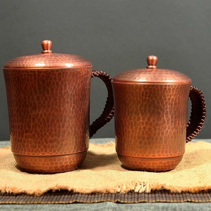 Mule Copper Mug - Vintage-Kaffeetasse aus reinem Kupfer, mit Deckel,