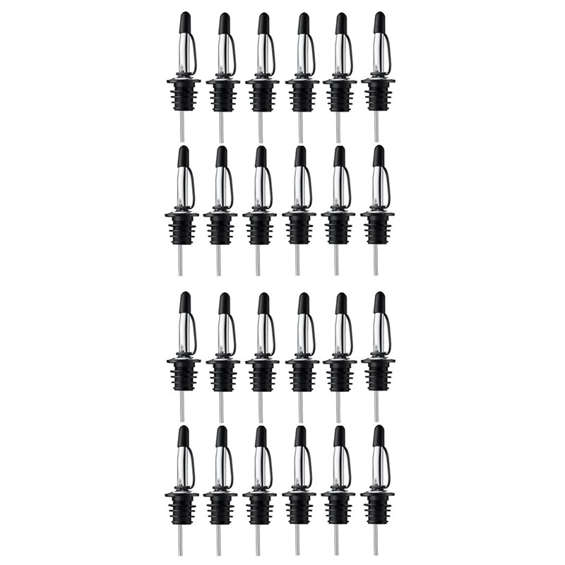 Speed Pourer Cap - 75STO-24er-Pack Edelstahl-Ausgießer mit konischem Aufsatz, Spirituosenausgießer