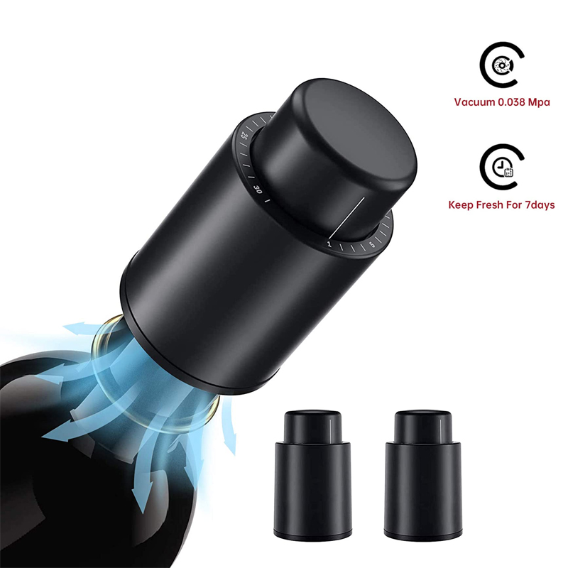 Wine Preservation Pump - LMETJMA Weinflaschenverschlüsse, wiederverwendbare Vakuum-Weinstopper, Pump-Weinkonservierer, um