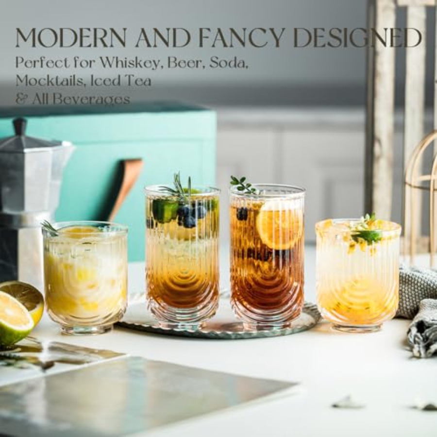 Art-Deco-Cocktailgläser, gerip – Highball Glass Set Bewertung und Preis