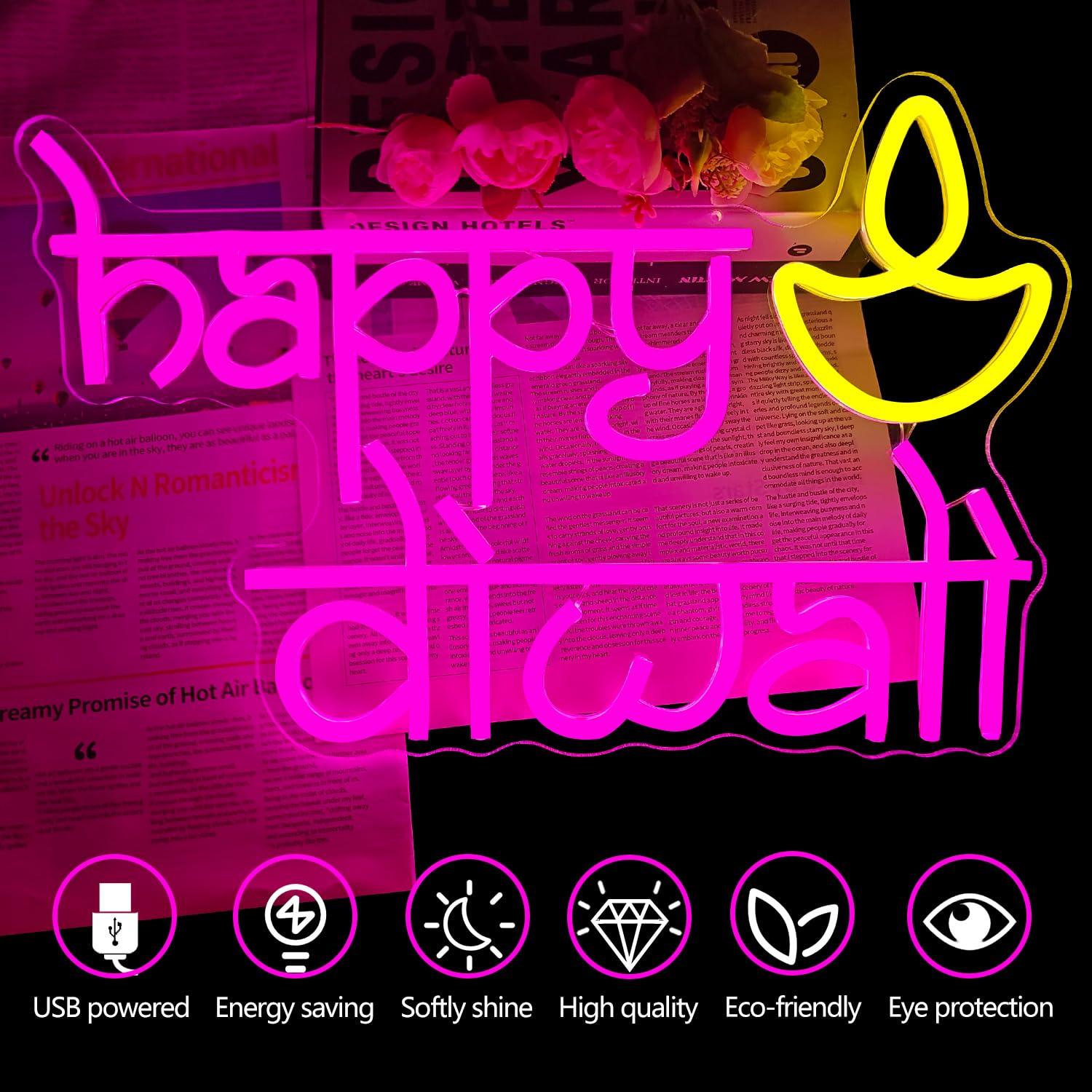 Fröhliches Diwali Neonschild U – Home Bar Signs Bewertung und Preis